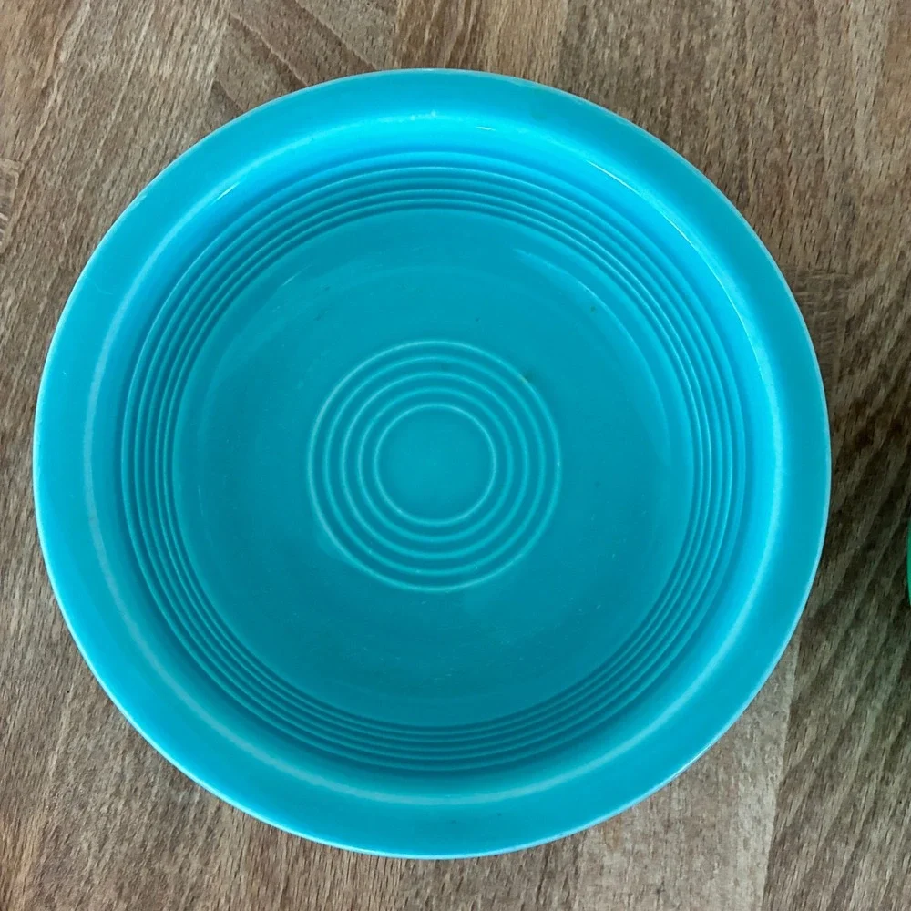 Vtg Fiesta Fruit Bowls Turquoise Blue Shamrock Green Set of 2 Home Laughlin USA